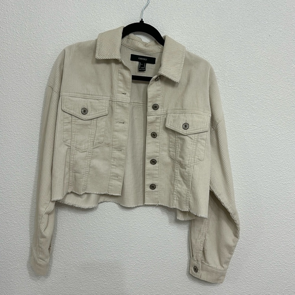 Forever 21 corduroy, cream, cropped jacket size small